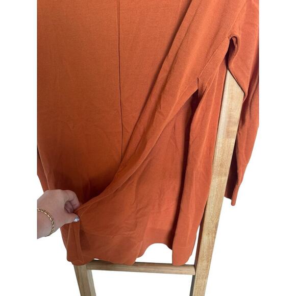 Lafayette 148 Open Split Side Tunic V Neck Long Sleeves Burnt Orange Size Large - Picture 4 of 9